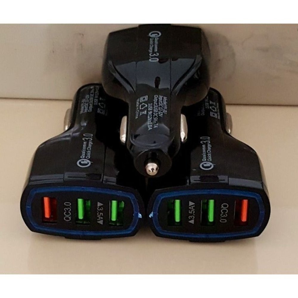 3 X Triple Port Black Car Charger - Charges 3 Devices Simultaneously on the go